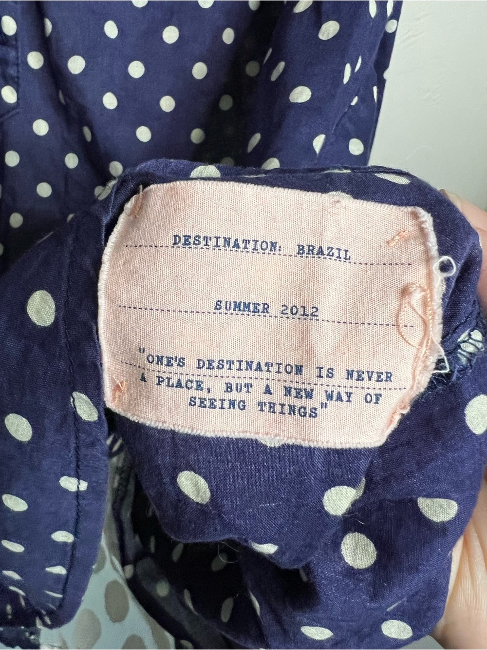 Birds of Paradis by Trovata Blue White Polka Dot Lace Back Pop Over Blouse - Picture 8 of 14